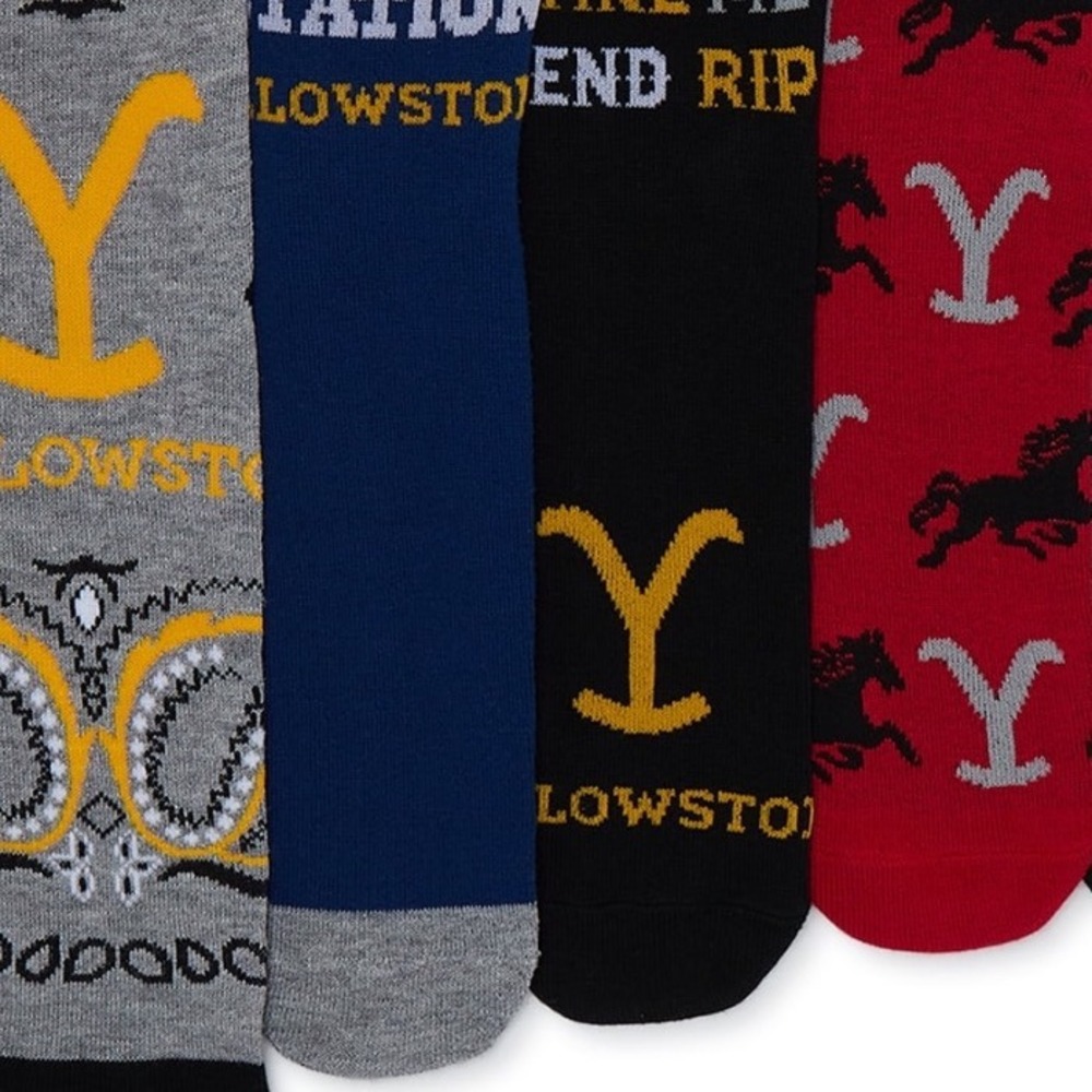 Yellowstone Men's‎ Crew Socks Rip Dutton 5-Pack Flatknit NWT